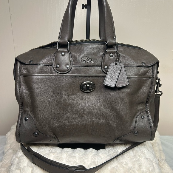 Coach Other - Coach Rhyder Gunmetal Metallic Leather Satchel